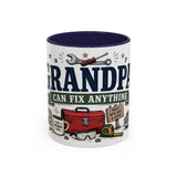 Grandpa Can Fix Anything Coffee Mug — Funny Gift From Grandkids — Accent Ceramic 11oz 15oz — Front view — Photo 2