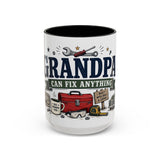 Grandpa Can Fix Anything Coffee Mug — Funny Gift From Grandkids — Accent Ceramic 11oz 15oz — Front view — Photo 5