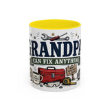 Grandpa Can Fix Anything Coffee Mug — Funny Gift From Grandkids — Accent Ceramic 11oz 15oz — Front view — Photo 12