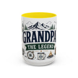 Grandpa The Legend Coffee Mug — Gift From Grandkids — Accent Color Ceramic 11oz 15oz — Front view — Photo 14