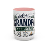 Grandpa The Legend Coffee Mug — Gift From Grandkids — Accent Color Ceramic 11oz 15oz — Front view — Photo 7