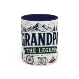 Grandpa The Legend Coffee Mug — Gift From Grandkids — Accent Color Ceramic 11oz 15oz — Front view — Photo 2