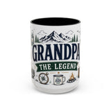 Grandpa The Legend Coffee Mug — Gift From Grandkids — Accent Color Ceramic 11oz 15oz — Front view — Photo 5