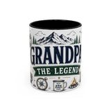 Grandpa The Legend Coffee Mug — Gift From Grandkids — Accent Color Ceramic 11oz 15oz — Front view — Photo 1