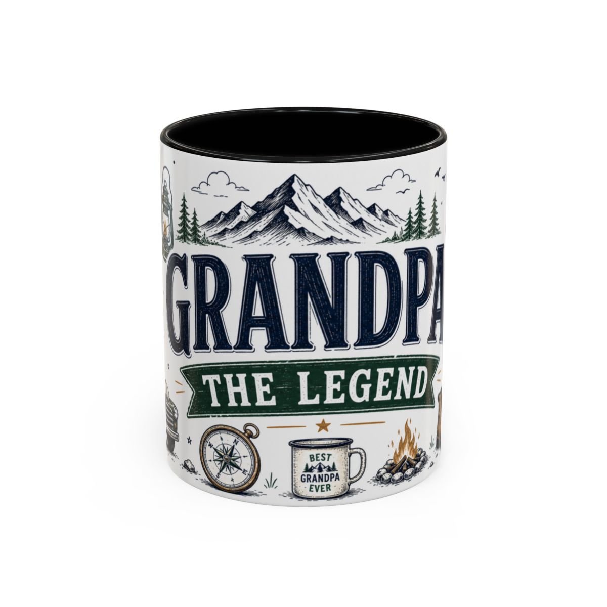 Grandpa The Legend Coffee Mug — Gift From Grandkids — Accent Color Ceramic 11oz 15oz — Front view — Photo 1