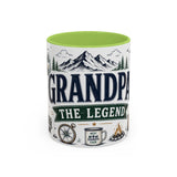 Grandpa The Legend Coffee Mug — Gift From Grandkids — Accent Color Ceramic 11oz 15oz — Front view — Photo 15