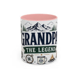 Grandpa The Legend Coffee Mug — Gift From Grandkids — Accent Color Ceramic 11oz 15oz — Front view — Photo 3