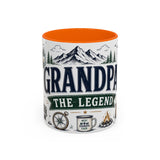 Grandpa The Legend Coffee Mug — Gift From Grandkids — Accent Color Ceramic 11oz 15oz — Front view — Photo 11