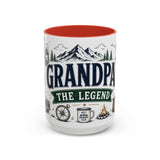 Grandpa The Legend Coffee Mug — Gift From Grandkids — Accent Color Ceramic 11oz 15oz — Front view — Photo 8