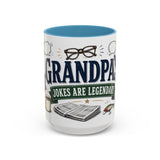 Grandpa's Jokes Are Legendary Coffee Mug — Funny Gift From Grandkids — Accent Ceramic 11oz 15oz — Front view — Photo 10