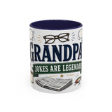 Grandpa's Jokes Are Legendary Coffee Mug — Funny Gift From Grandkids — Accent Ceramic 11oz 15oz — Front view — Photo 2
