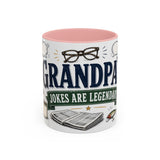 Grandpa's Jokes Are Legendary Coffee Mug — Funny Gift From Grandkids — Accent Ceramic 11oz 15oz — Front view — Photo 3