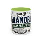 Grandpa's Jokes Are Legendary Coffee Mug — Funny Gift From Grandkids — Accent Ceramic 11oz 15oz — Front view — Photo 15
