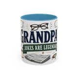 Grandpa's Jokes Are Legendary Coffee Mug — Funny Gift From Grandkids — Accent Ceramic 11oz 15oz — Front view — Photo 9