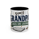Grandpa's Jokes Are Legendary Coffee Mug — Funny Gift From Grandkids — Accent Ceramic 11oz 15oz — Front view — Photo 1