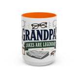 Grandpa's Jokes Are Legendary Coffee Mug — Funny Gift From Grandkids — Accent Ceramic 11oz 15oz — Front view — Photo 13