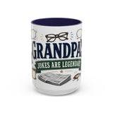 Grandpa's Jokes Are Legendary Coffee Mug — Funny Gift From Grandkids — Accent Ceramic 11oz 15oz — Front view — Photo 6