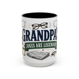 Grandpa's Jokes Are Legendary Coffee Mug — Funny Gift From Grandkids — Accent Ceramic 11oz 15oz — Front view — Photo 5