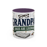 Grandpa's Jokes Are Legendary Coffee Mug — Funny Gift From Grandkids — Accent Ceramic 11oz 15oz — Front view — Photo 16