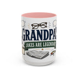 Grandpa's Jokes Are Legendary Coffee Mug — Funny Gift From Grandkids — Accent Ceramic 11oz 15oz — Front view — Photo 7