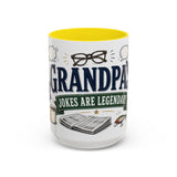 Grandpa's Jokes Are Legendary Coffee Mug — Funny Gift From Grandkids — Accent Ceramic 11oz 15oz — Front view — Photo 14
