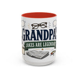 Grandpa's Jokes Are Legendary Coffee Mug — Funny Gift From Grandkids — Accent Ceramic 11oz 15oz — Front view — Photo 8
