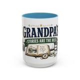 Grandpa's Stories Are The Best Coffee Mug — Gift From Grandkids — Accent Color Ceramic 11oz 15oz — Front view — Photo 10