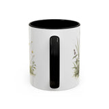 Green Frog Accent Mug | Watercolor Nature Coffee Cup | 11oz 15oz Waterside Animal Gift — 11oz / Black — back