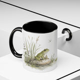 Green Frog Accent Mug | Watercolor Nature Coffee Cup | 11oz 15oz Waterside Animal Gift — 11oz / Black — context-2