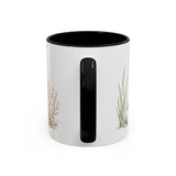 Green Sea Turtle Accent Mug | Watercolor Nature Coffee Cup | 11oz 15oz Woodland Animal Gift — 11oz / Black — back