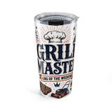 Grill Master 20oz Tumbler — Father's Day Gift for Dad — Insulated Stainless Steel Travel Cup — Front view — Photo 1