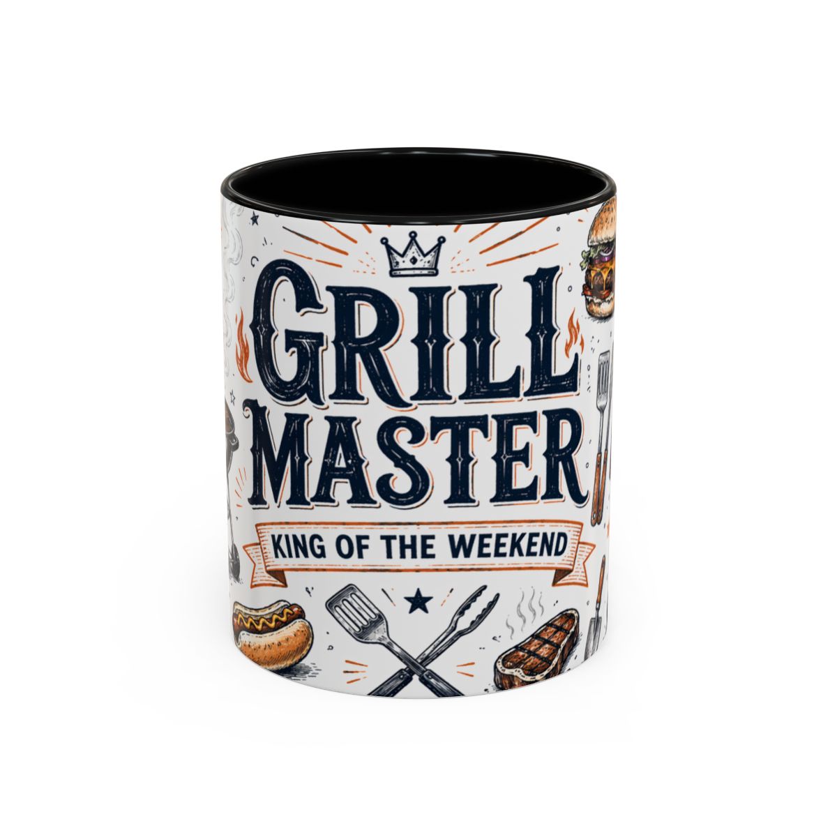 Grill Master Coffee Mug — Father's Day Gift for Dad — Accent Color Ceramic 11oz 15oz — Front view — Photo 1
