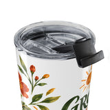 Grow At Your Own Pace 20oz Tumbler, Botanical Inspirational Quote Gift, Insulated Stainless Steel Travel Cup — 6ad871a4931ebbf89508eea1_44519_869_close-up