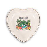 Guadeloupe Ceramic Ring Dish, Gold Rim Trinket Tray, Jewelry Holder Gift, Round Wavy Round Heart — Front view — Photo 3