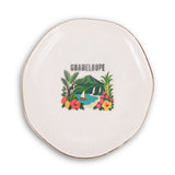 Guadeloupe Ceramic Ring Dish, Gold Rim Trinket Tray, Jewelry Holder Gift, Round Wavy Round Heart — Front view — Photo 2