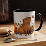 Halloween Capybara Mug, Pumpkin Patch, Cute Animal Lover Gift, Watercolor Ceramic Coffee Cup, 11oz 15oz — 11oz / Black — context-1