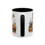 Halloween Capybara Mug, Pumpkin Patch, Cute Animal Lover Gift, Watercolor Ceramic Coffee Cup, 11oz 15oz — 11oz / Black — back