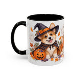 Halloween Corgi Mug, Candy Parade, Cute Animal Lover Gift, Watercolor Ceramic Coffee Cup, 11oz 15oz — 11oz / Black — left