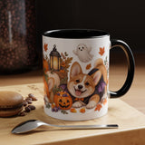 Halloween Corgi Mug, Candy Parade, Cute Animal Lover Gift, Watercolor Ceramic Coffee Cup, 11oz 15oz — 11oz / Black — context-1