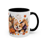 Halloween Corgi Mug, Candy Parade, Cute Animal Lover Gift, Watercolor Ceramic Coffee Cup, 11oz 15oz — 11oz / Black — right