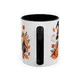 Halloween Corgi Mug, Candy Parade, Cute Animal Lover Gift, Watercolor Ceramic Coffee Cup, 11oz 15oz — 11oz / Black — back