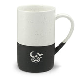 Halloween Engraved Mug, Halloween Pumpkin Bat, 13oz Speckled Ceramic Coffee Cup, Holiday Gift — Front view — Photo 1