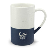 Halloween Engraved Mug, Halloween Pumpkin Bat, 13oz Speckled Ceramic Coffee Cup, Holiday Gift — Front view — Photo 3
