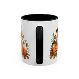 Halloween Fox Mug, Moonlit Pumpkins, Cute Animal Lover Gift, Watercolor Ceramic Coffee Cup, 11oz 15oz — 11oz / Black — back