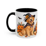 Halloween Golden Retriever Mug, Harvest Haunt, Cute Animal Lover Gift, Watercolor Ceramic Coffee Cup, 11oz 15oz — 11oz / Black — left