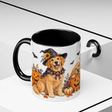 Halloween Golden Retriever Mug, Harvest Haunt, Cute Animal Lover Gift, Watercolor Ceramic Coffee Cup, 11oz 15oz — 11oz / Black — context-2