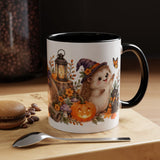 Halloween Hedgehog Mug, Toadstool Spells, Cute Animal Lover Gift, Watercolor Ceramic Coffee Cup, 11oz 15oz — 11oz / Black — context-1