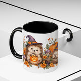 Halloween Hedgehog Mug, Toadstool Spells, Cute Animal Lover Gift, Watercolor Ceramic Coffee Cup, 11oz 15oz — 11oz / Black — context-2