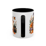 Halloween Hedgehog Mug, Toadstool Spells, Cute Animal Lover Gift, Watercolor Ceramic Coffee Cup, 11oz 15oz — 11oz / Black — back