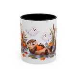 Halloween Otter Mug, Spooky River, Cute Animal Lover Gift, Watercolor Ceramic Coffee Cup, 11oz 15oz — 11oz / Black — front